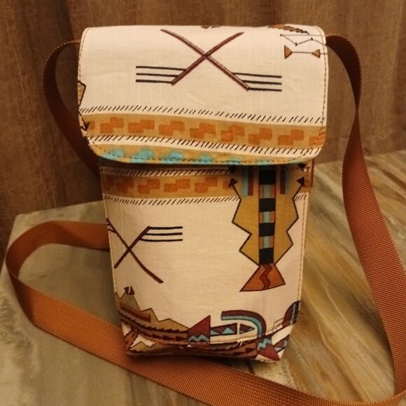 New Western Mini Pouch Sling Travel Bag Crossbody Deer Elk Tribal Sarape stripe - Picture 2 of 16